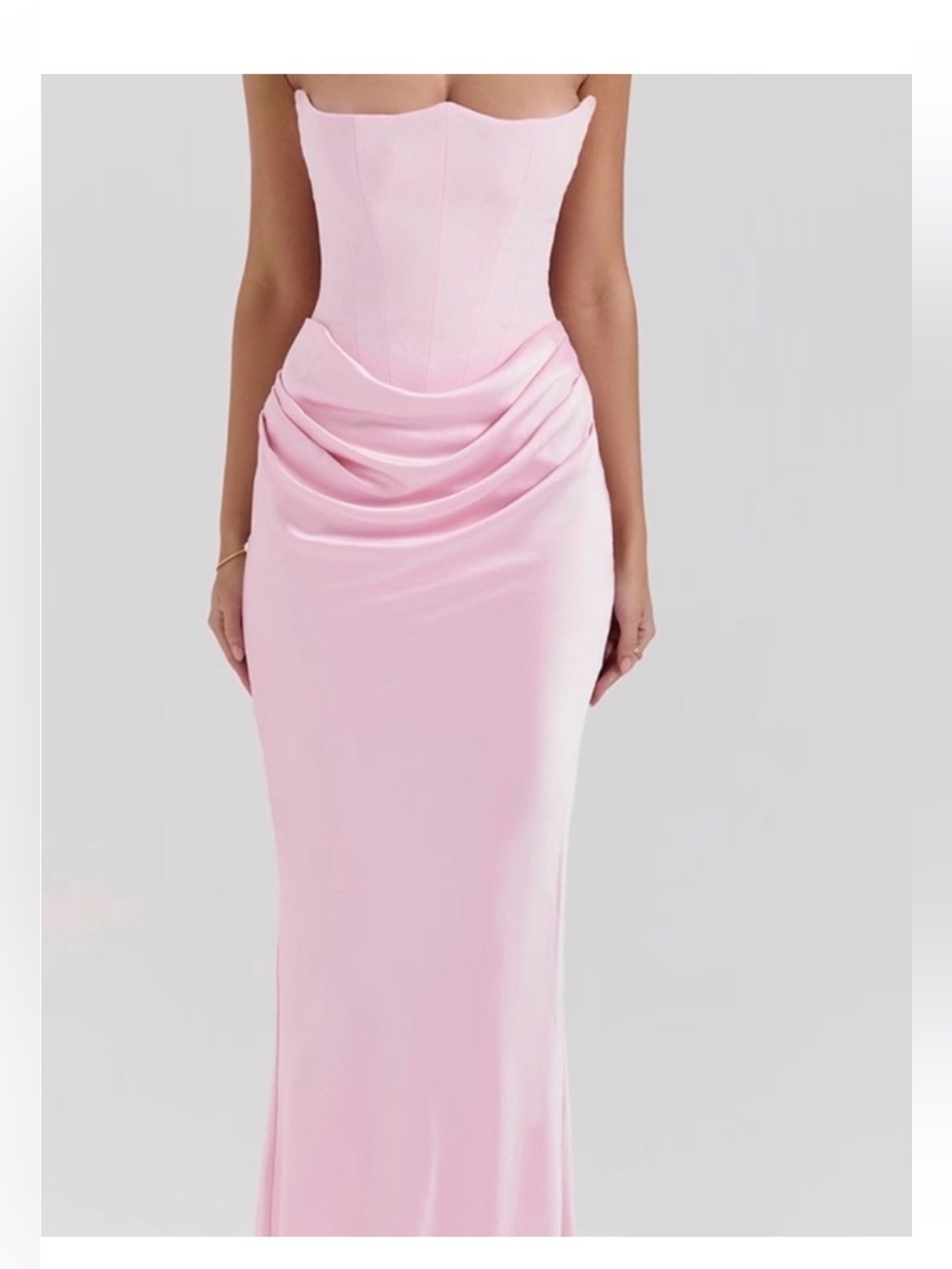 Persephone House of CB Strapless Draped Pink Gown